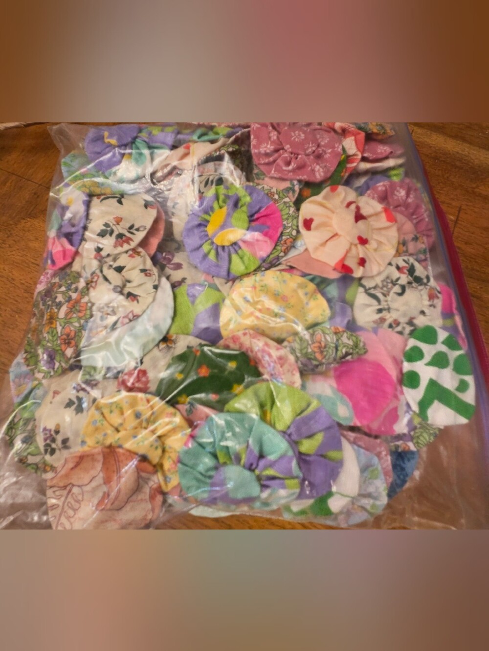 114 Handmade Fabric YoYos Rosettes Cottagecore Grandmacore Quilt Applique Sewing